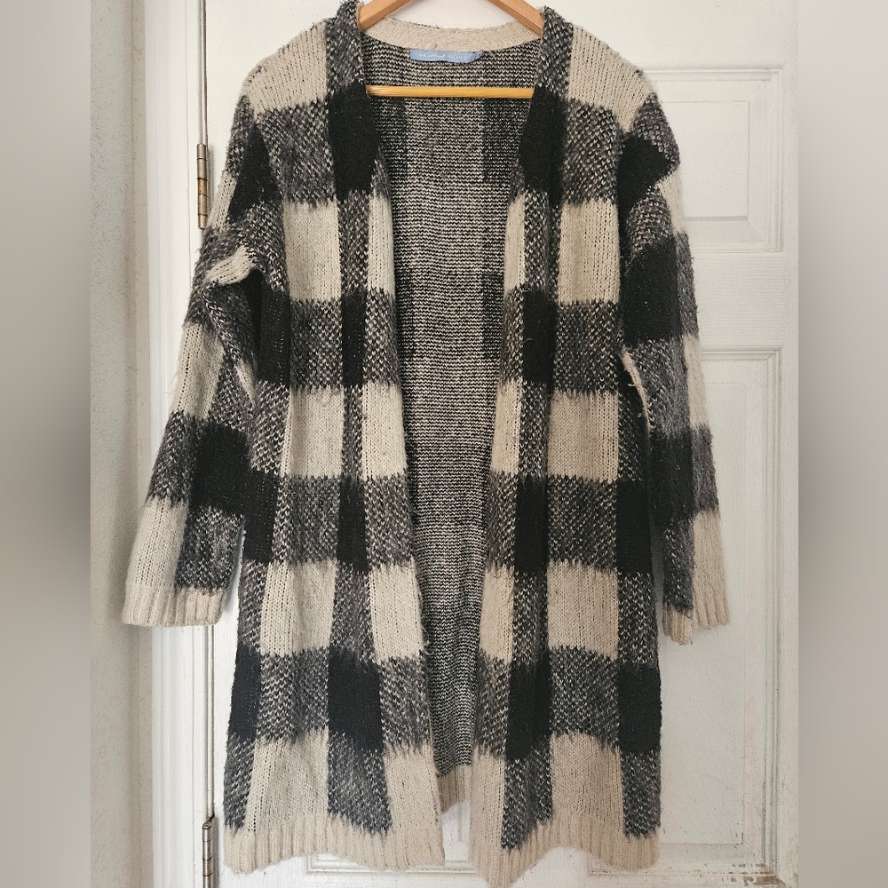 Michelle Nicole Women's Multicolored Plaid Cardigan Sweater Size Medium